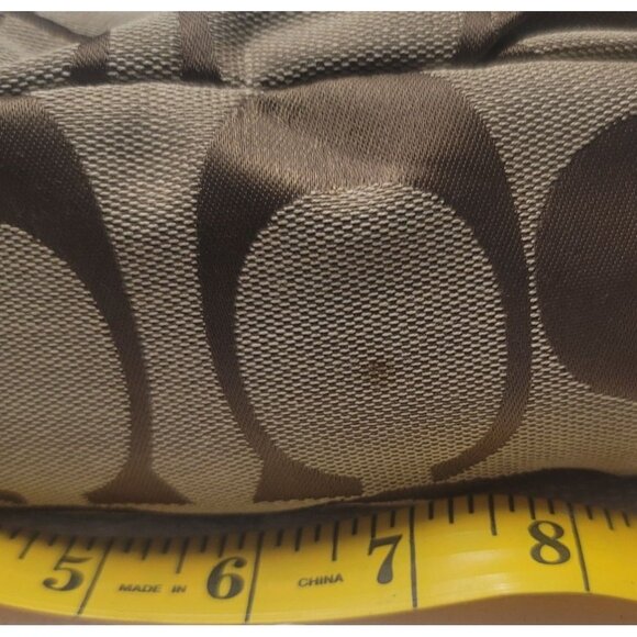 Coach Signature F15068 Canvas Hobo Shoulder Bag Beige & Brown - Picture 11 of 16